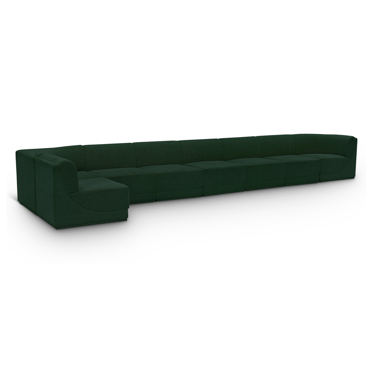 Ollie 218" Green Boucle Fabric Upholstered 8pc. Modular Sectional, primary product view