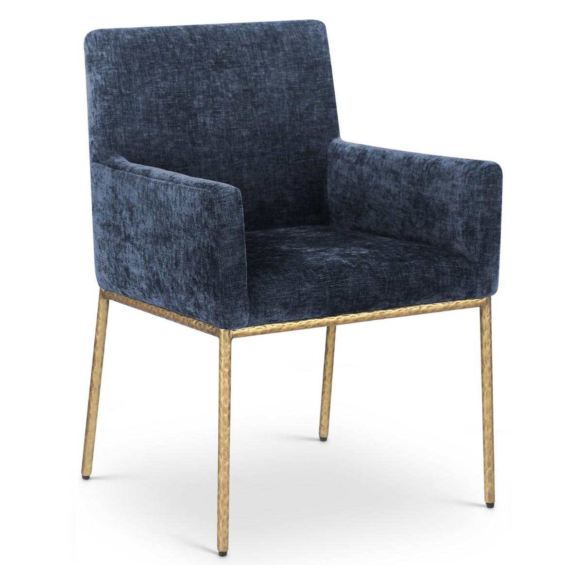 Reeves Navy Chenille Fabric Upholstered Dining Arm Chair Set of 2
