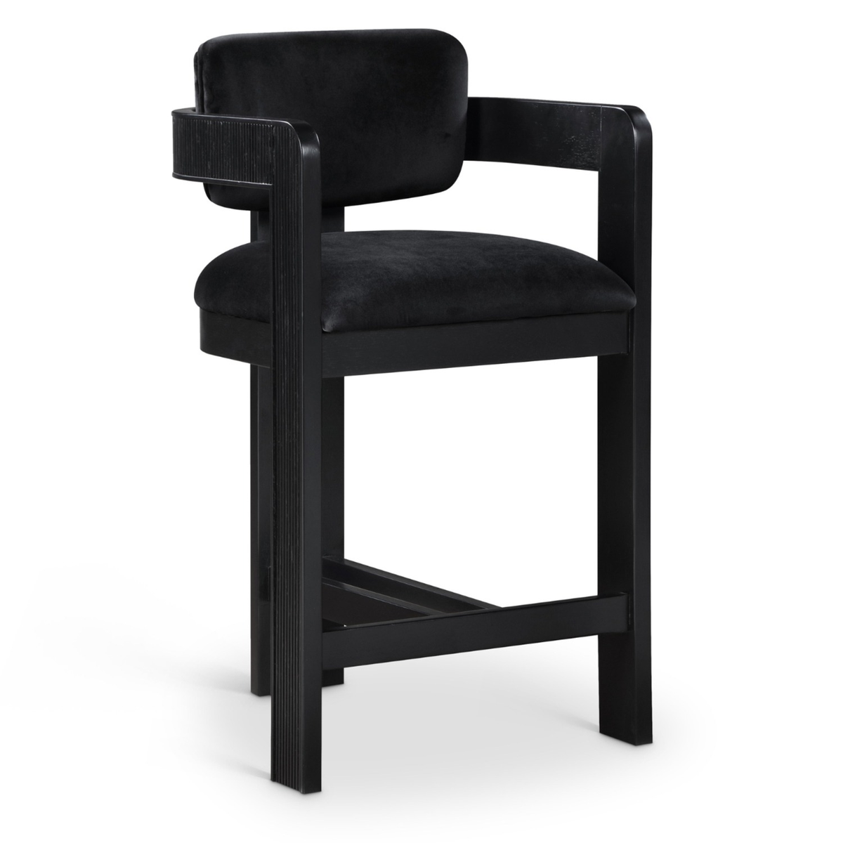 Sacha Black Velvet Upholstered Counter Stool Set of 2