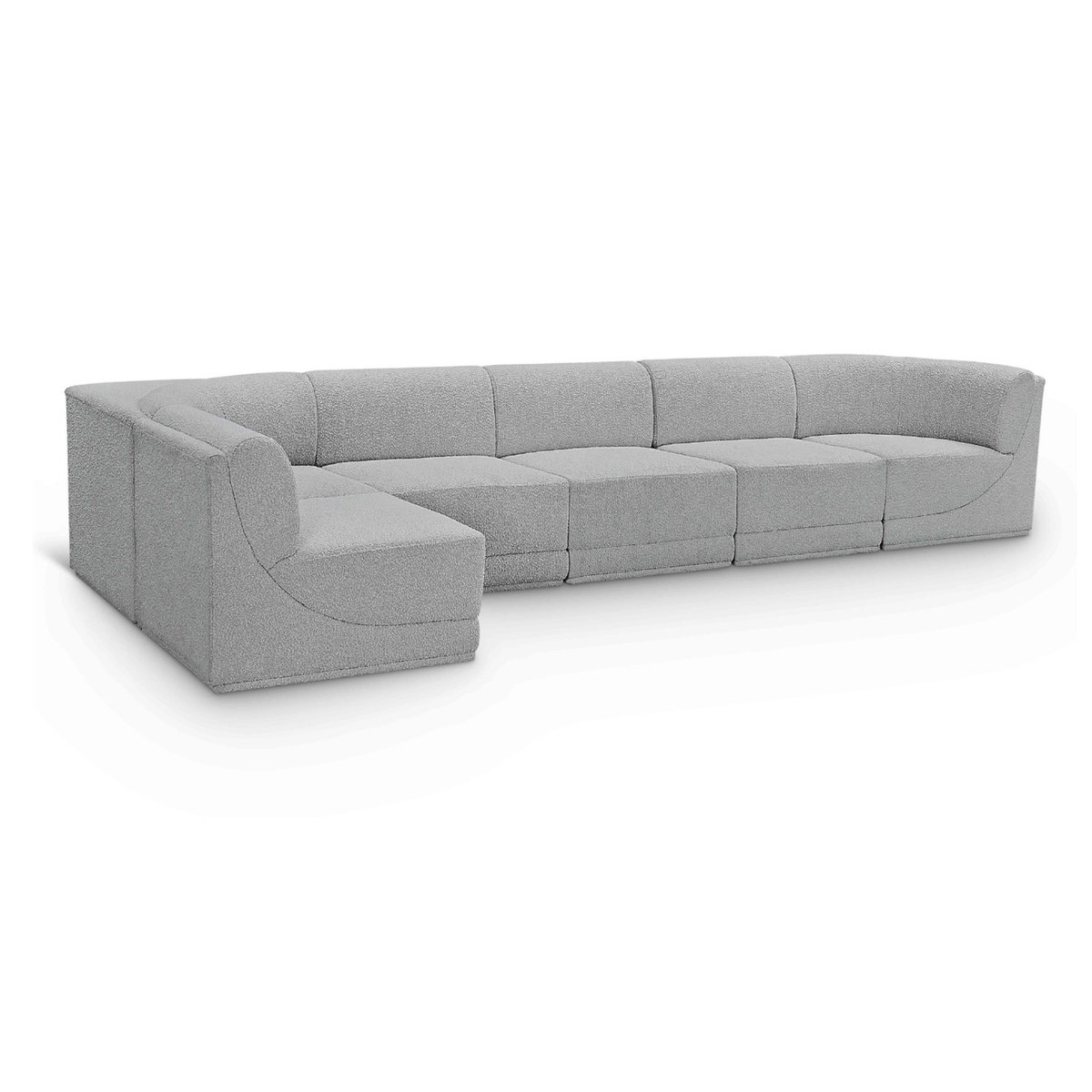 Ollie 158" Grey Boucle Fabric Upholstered 6pc. Modular Sectional, primary product view