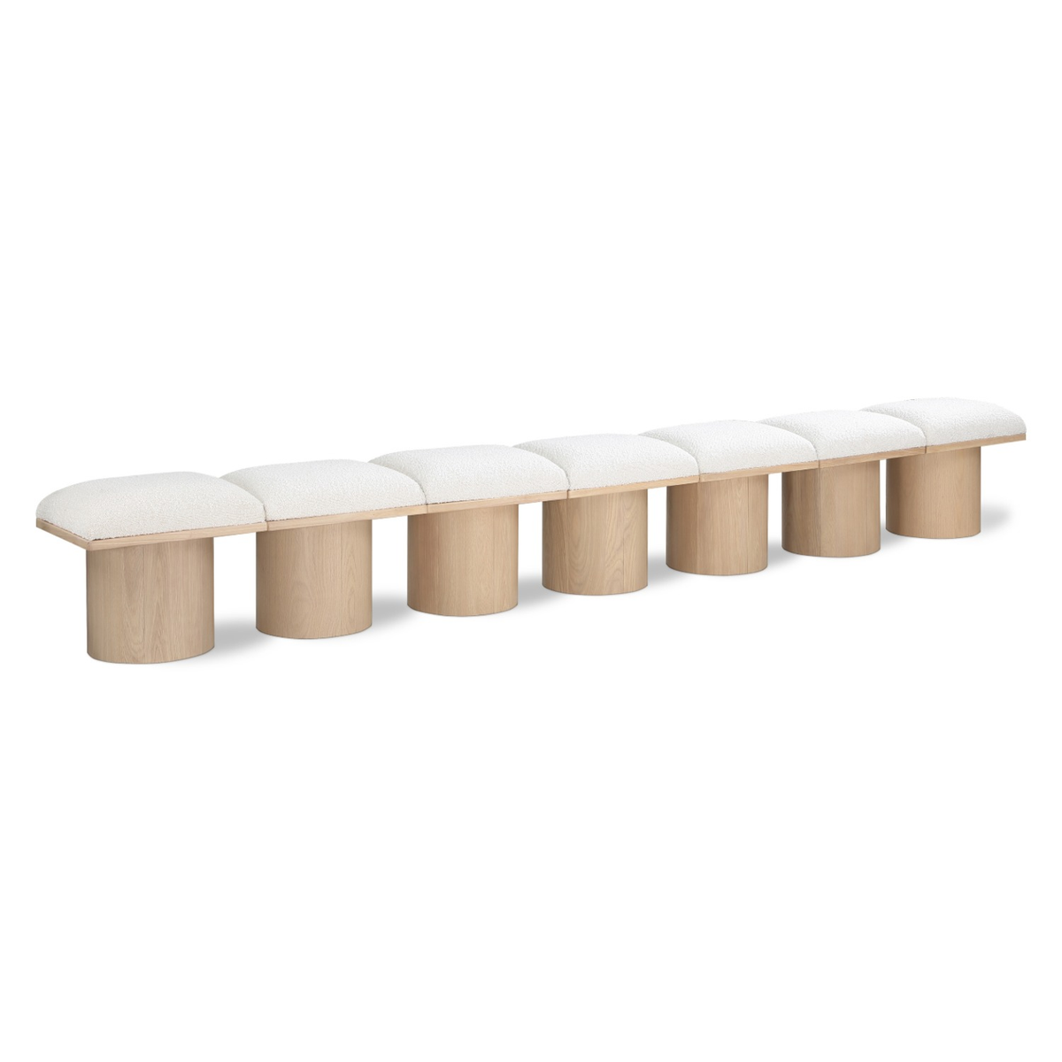 Pavilion Cream Boucle Fabric Upholstered 7 Piece Modular Bench
