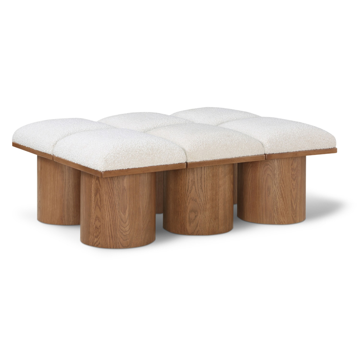 Pavilion Cream Boucle Fabric Upholstered 6 Piece Modular Bench