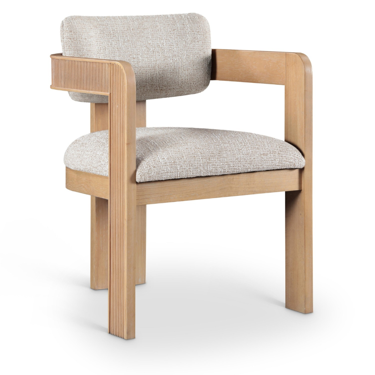 Sacha Beige Linen Textured Fabric Upholstered Dining Chair, Set of 2, primary product view