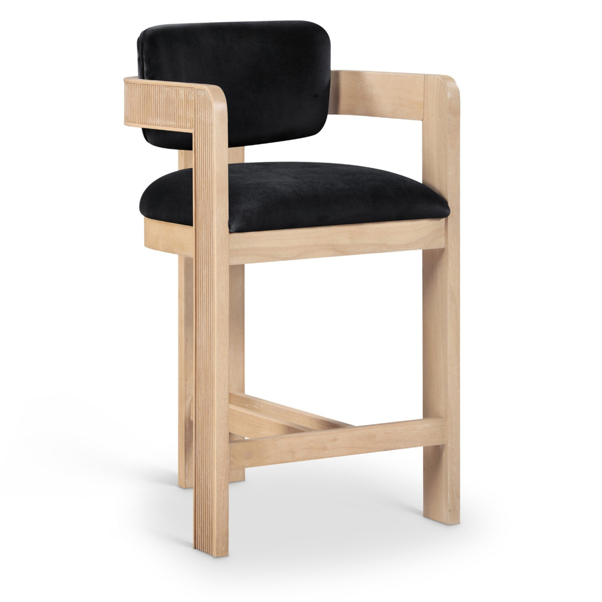 Sacha Black Velvet Upholstered Counter Stool Set of 2