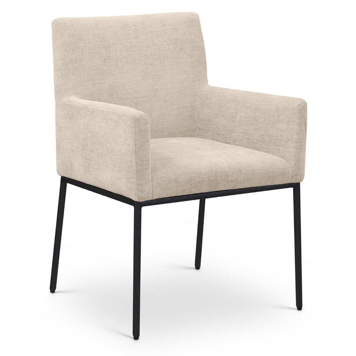 Reeves Beige Chenille Fabric Upholstered Dining Arm Chair, Set of 2, primary product view