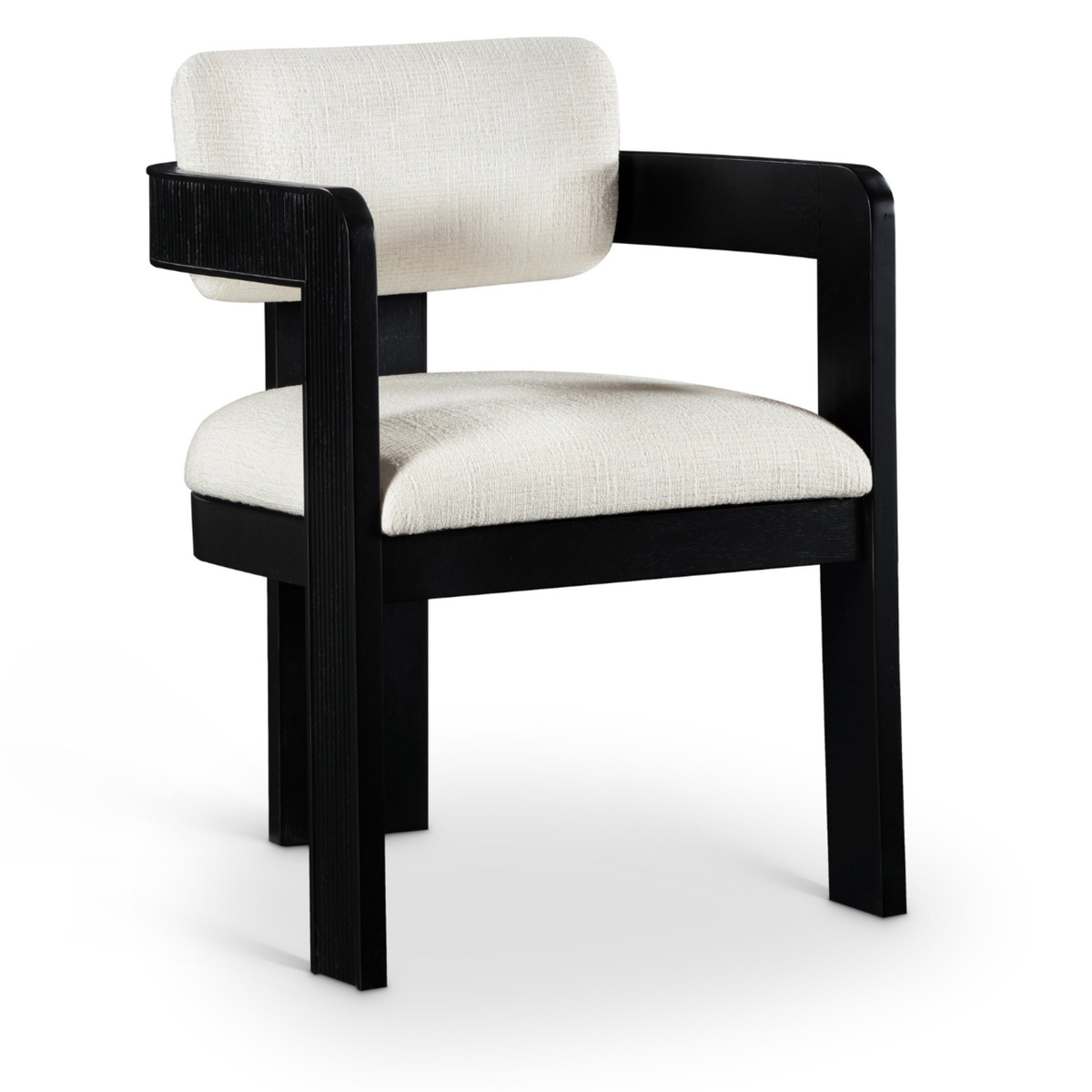 Sacha Cream Linen Textured Fabric Upholstered Dining Chair, Set of 2, primary product view