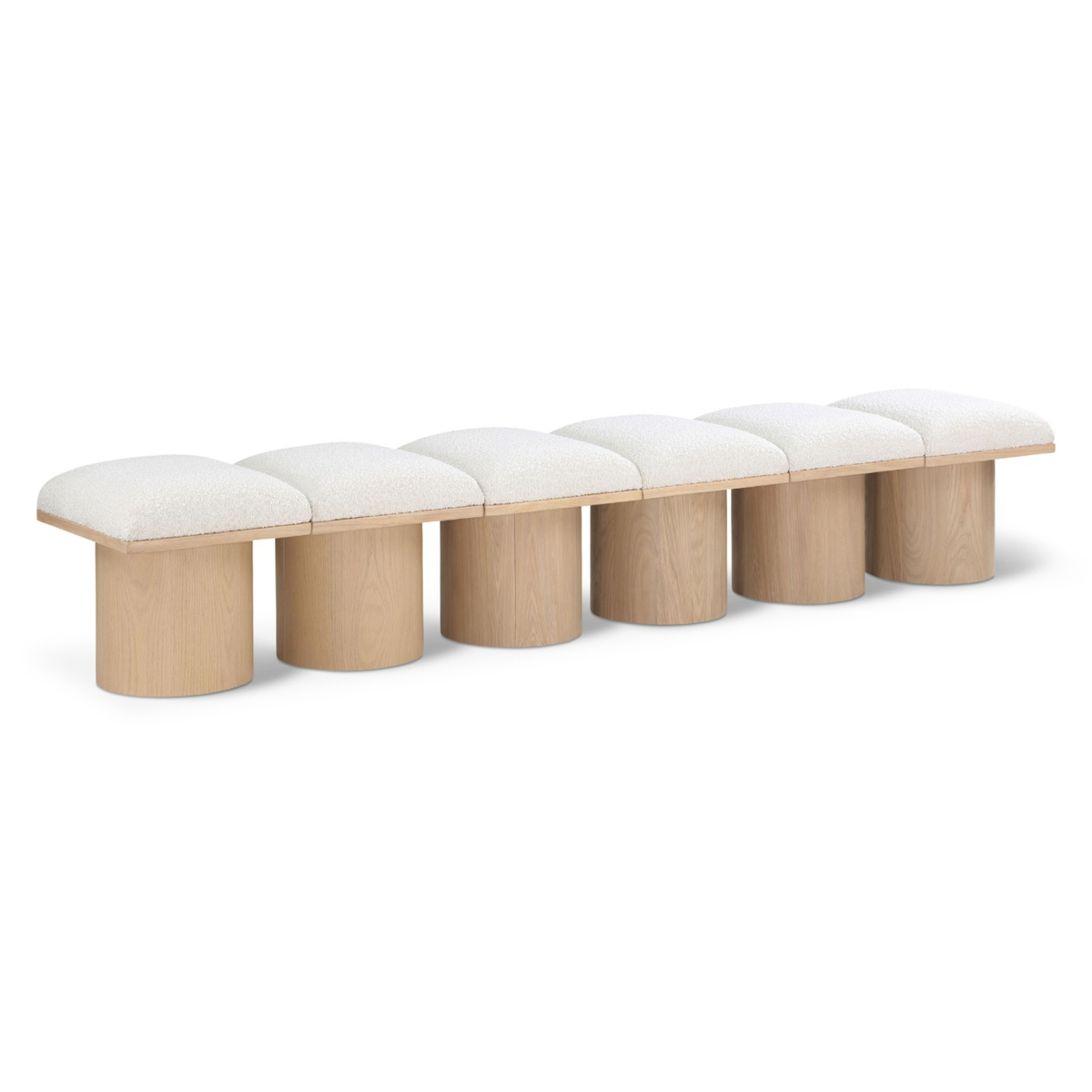 Pavilion Cream Boucle Fabric Upholstered 6 Piece Modular Bench