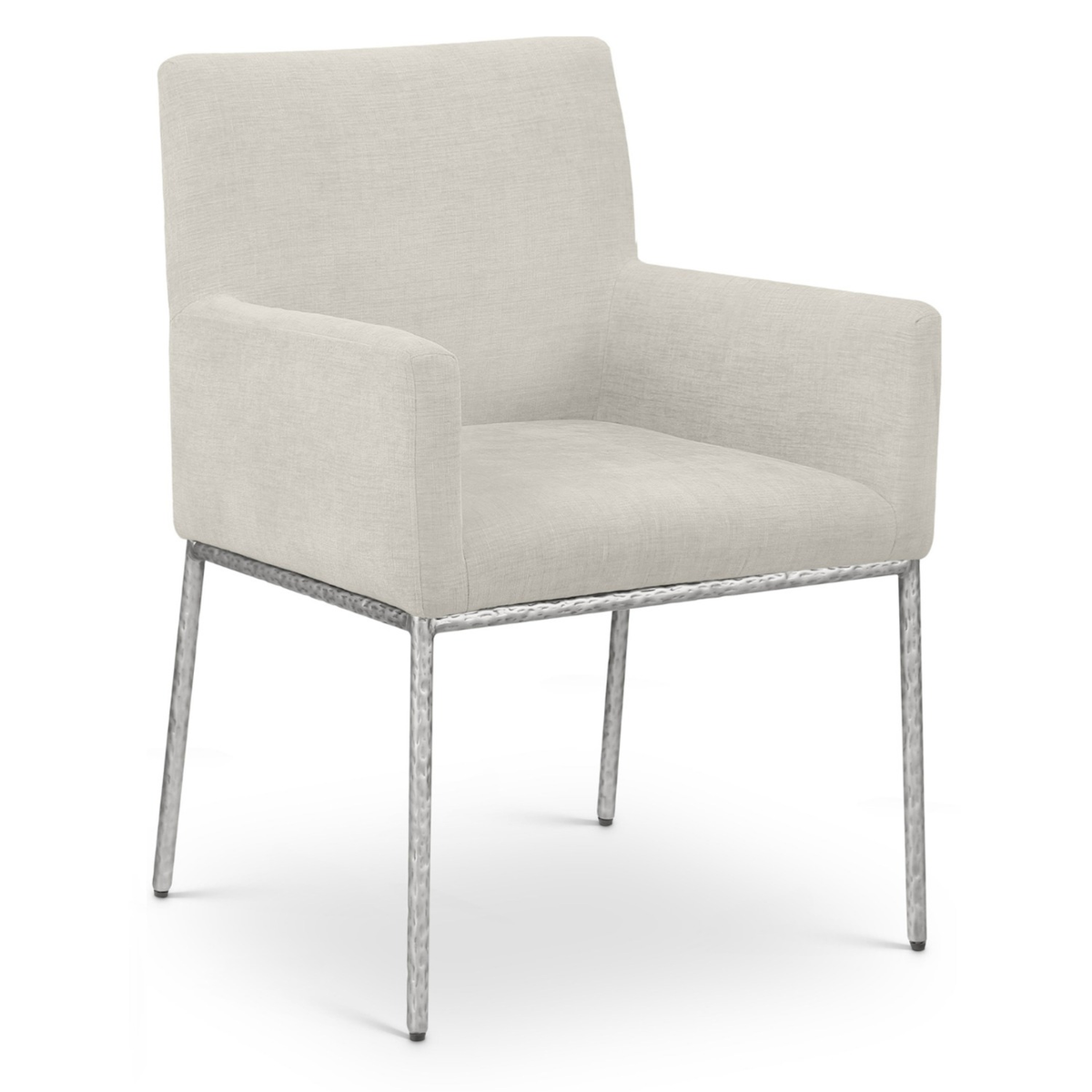Reeves Cream Chenille Fabric Upholstered Dining Arm Chair, Set of 2, primary product view