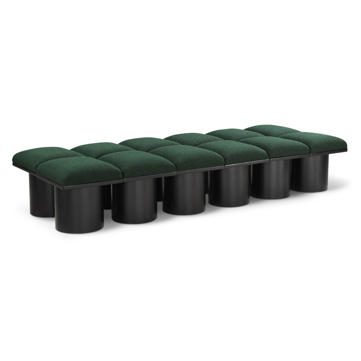 Pavilion Green Boucle Fabric Upholstered 12 Piece Modular Bench