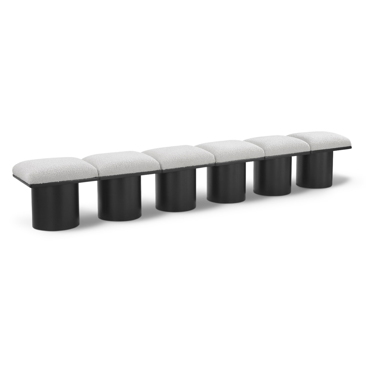 Pavilion Cream Boucle Fabric Upholstered 6 Piece Modular Bench