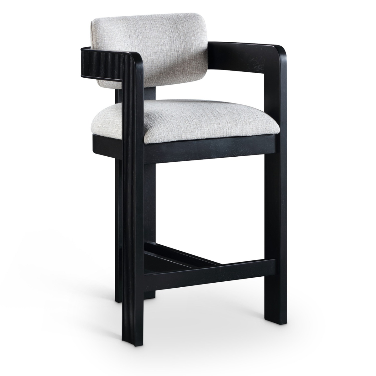 Sacha Grey Linen Textured Fabric Upholstered Counter Stool Set of 2