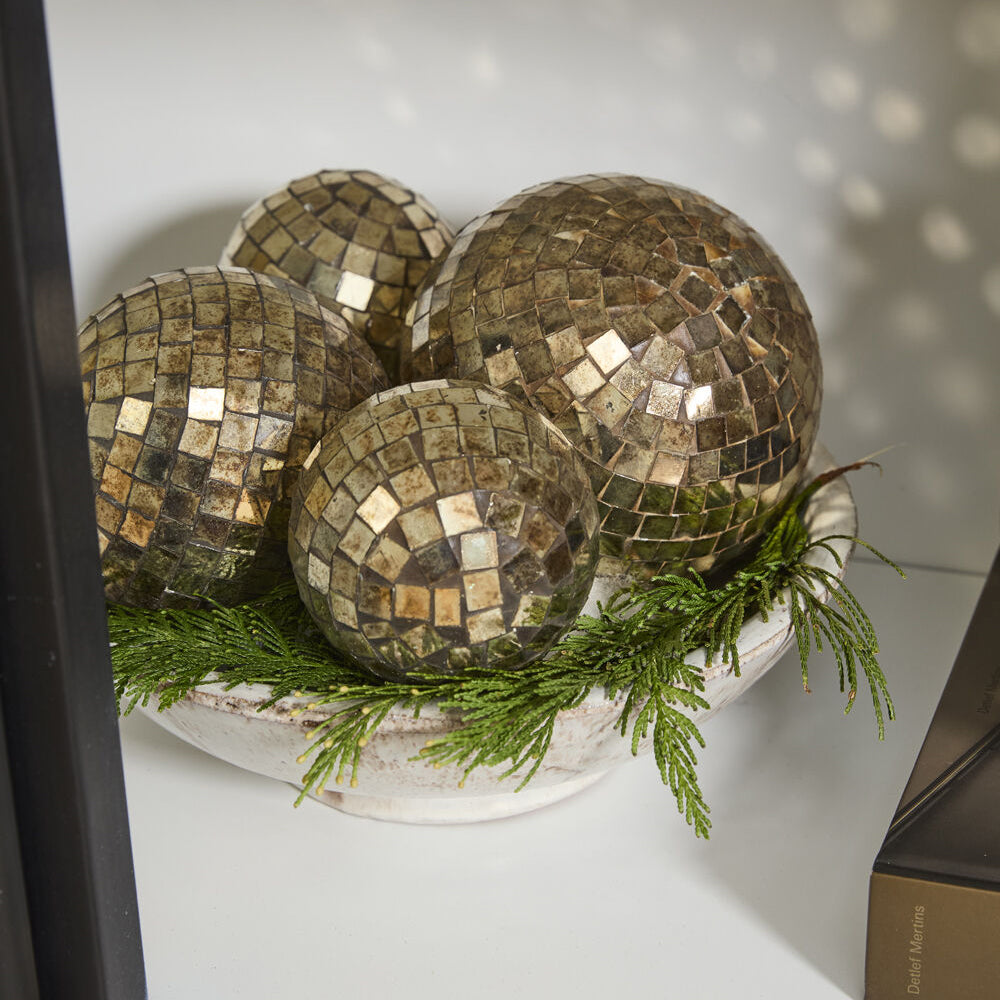 Antiqued Disco Ball Ornament Set of 6
