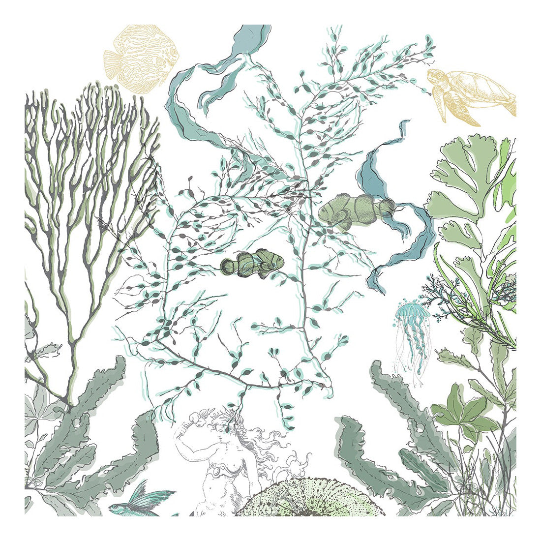 Garnier Thiebaut Balade Marine Verde Napkin Set of 4