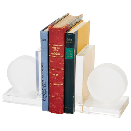 Old World Design Frosted Crystal Round Bookend Set