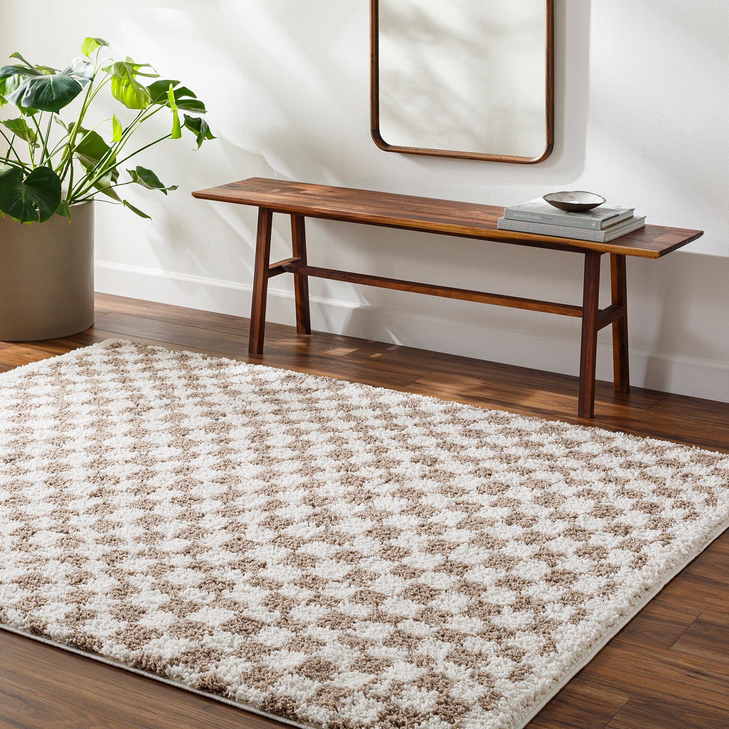 Livabliss Birmingham Checker Shag Machine Woven Rug