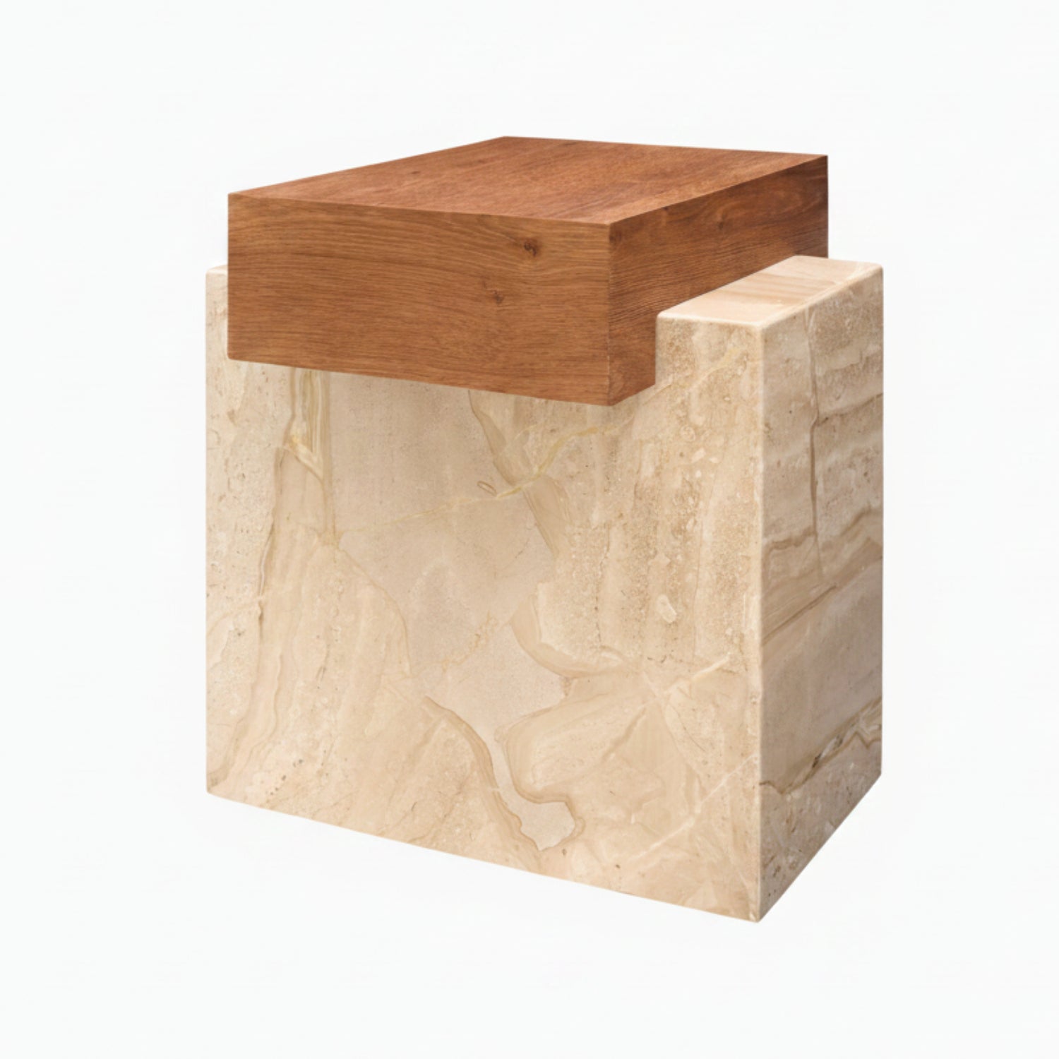 Tulare Oak & Marble End Table