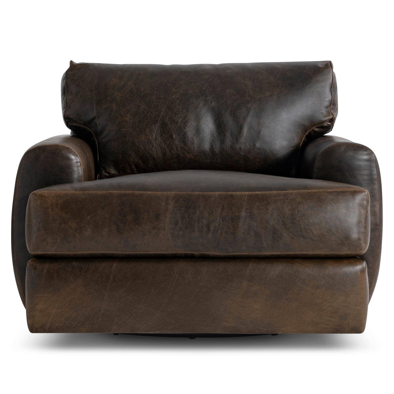 Bernhardt Living Cameron Leather Swivel Chair