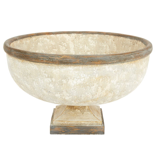 Old World Design Santorini White & Antique Gold Decorative Bowl