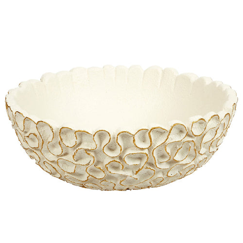 Old World Design Round White Swirl Decorative Bowl