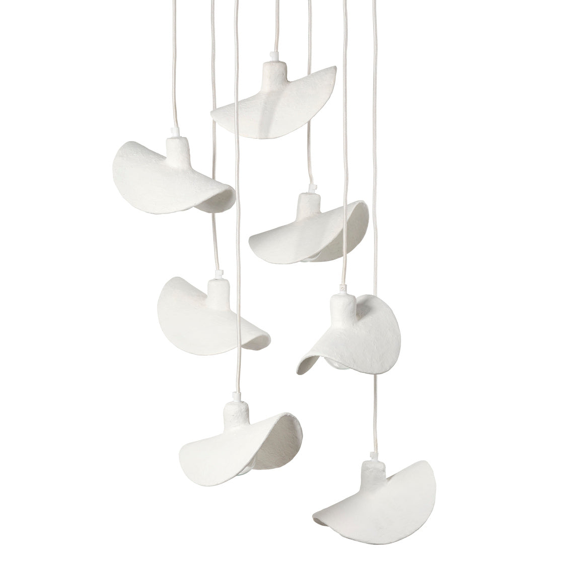Jamie Young Slope Paper Mache Matte White 7-Light Chandelier