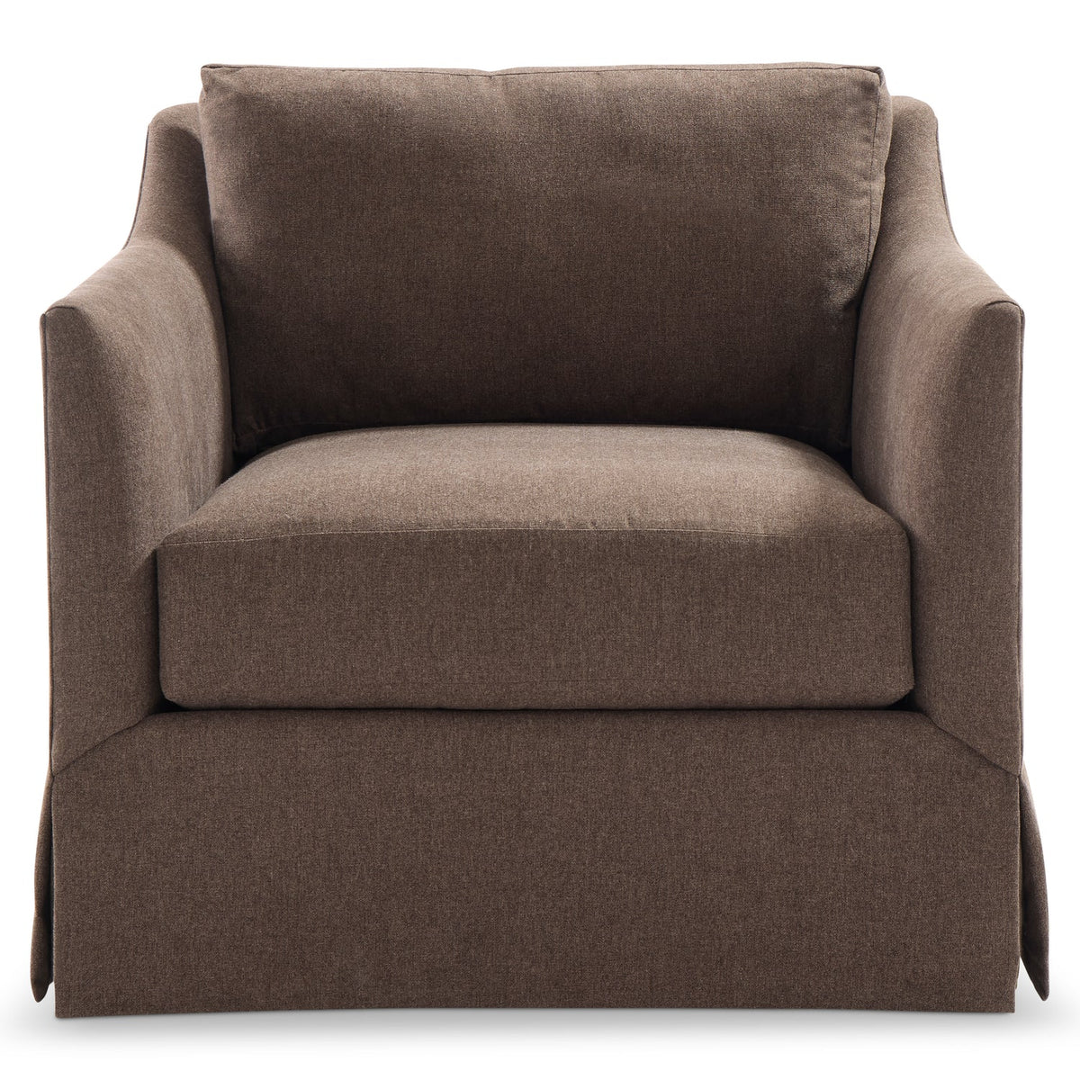 Bernhardt Living Langley Fabric Swivel Chair in Brown, close-up detail