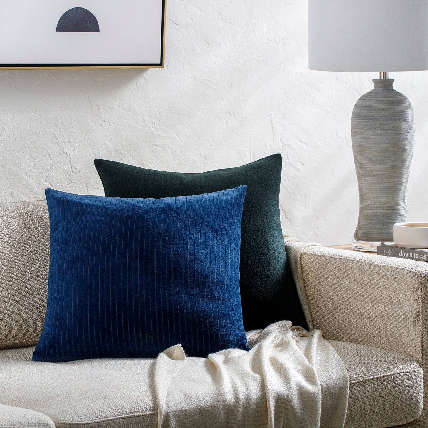 Cotton Velvet Stripe Throw Pillow