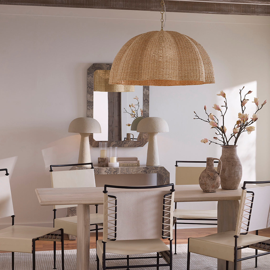Jamie Young Papier Paper Mache Cream Table Lamp
