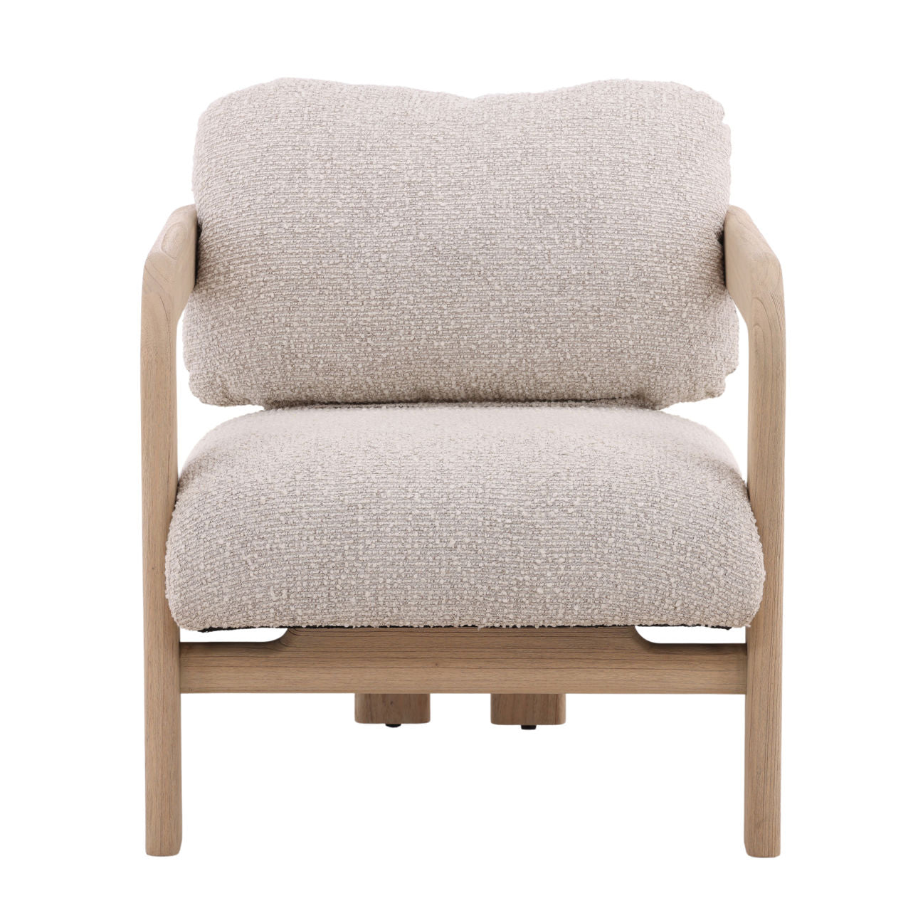 Chavez cream basketweave and mindi wood occasional chair, styled in a living space