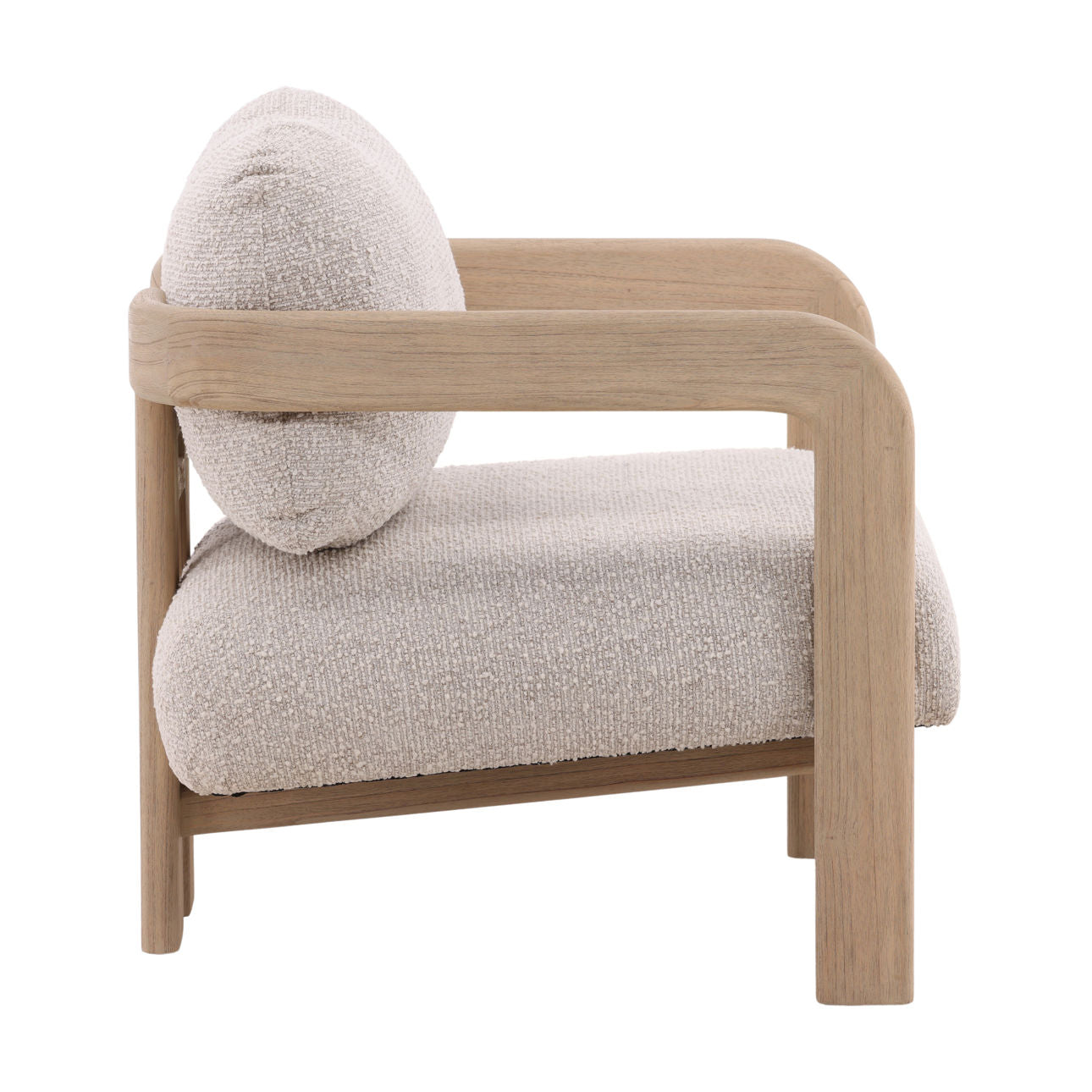 Chavez cream basketweave and mindi wood occasional chair, upholstery texture close-up