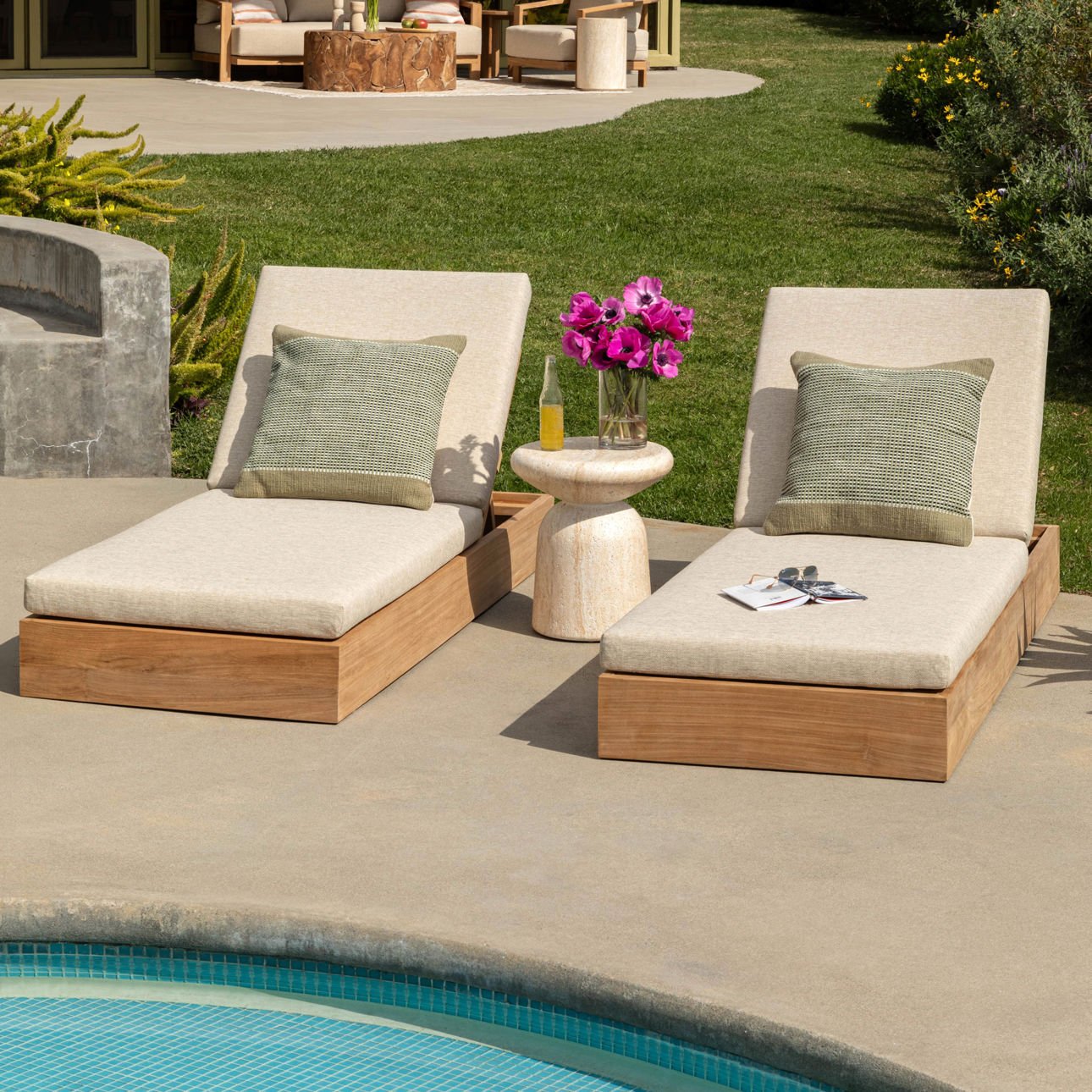 Marcellus Natural Outdoor End Table Set of 2