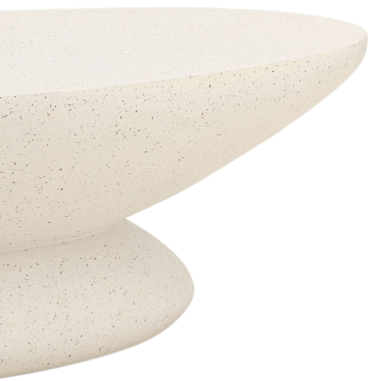 Jaela terrazzo coffee table shown to scale