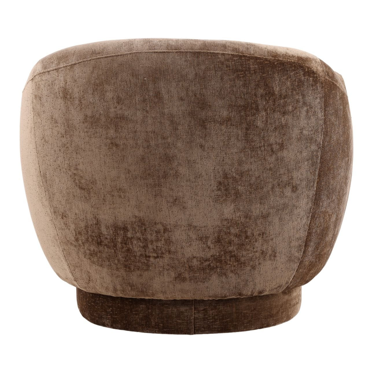 Cary chocolate brown chenille velvet occasional chair, seat and back detail
