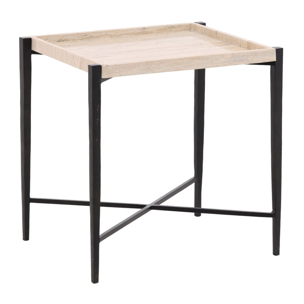 Rice Travertine End Table