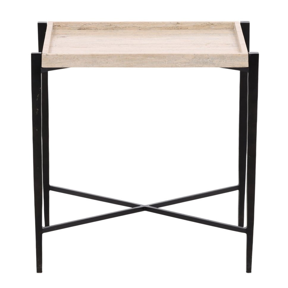 Rice Travertine End Table