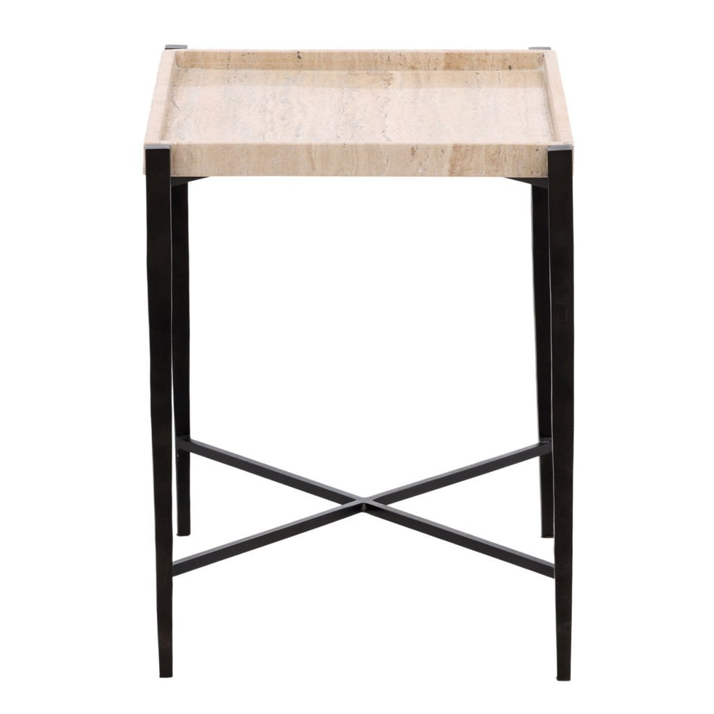 Rice Travertine End Table