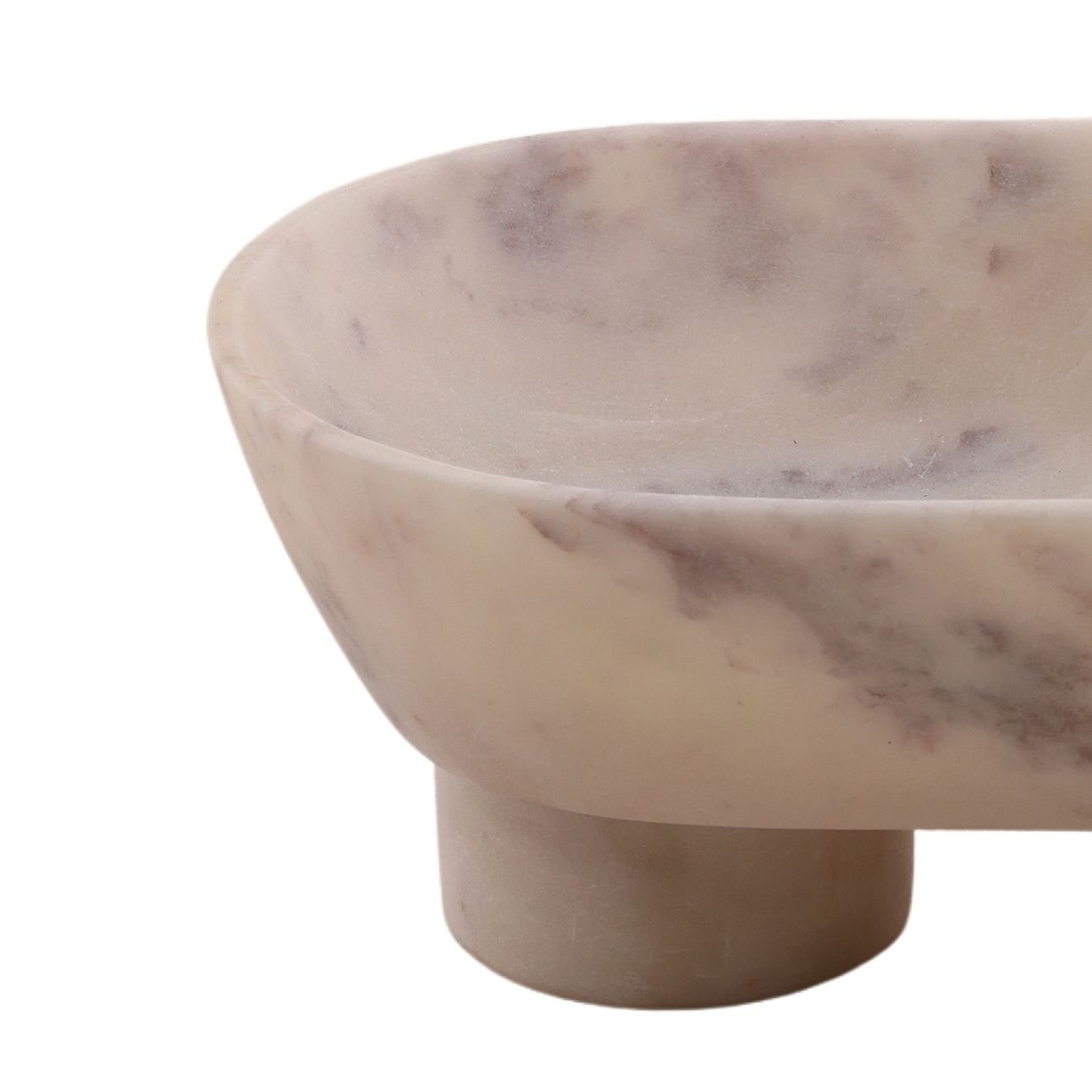 Venn white marble bowl shown to scale in hand