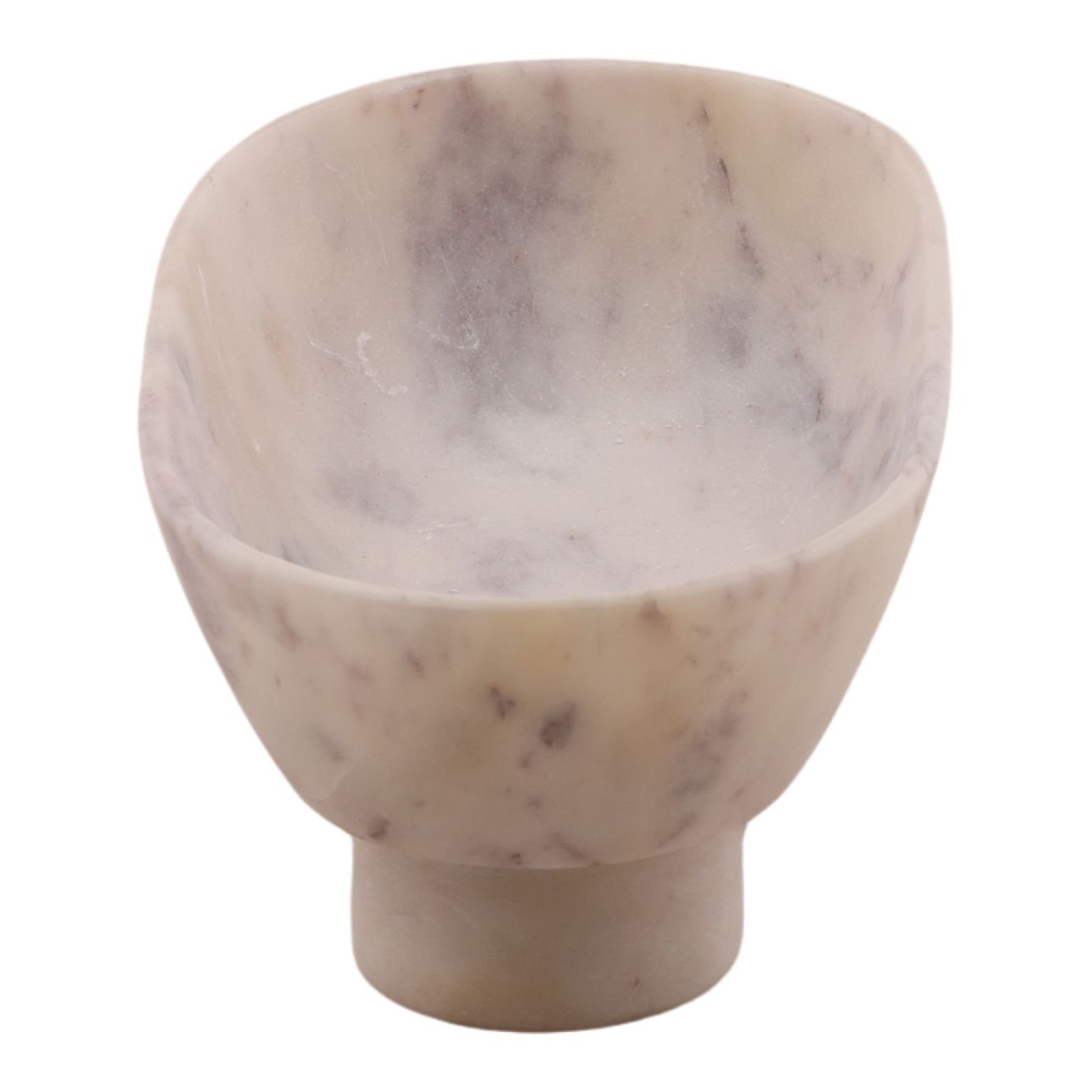 Top-down view of the white marble Venn bowl