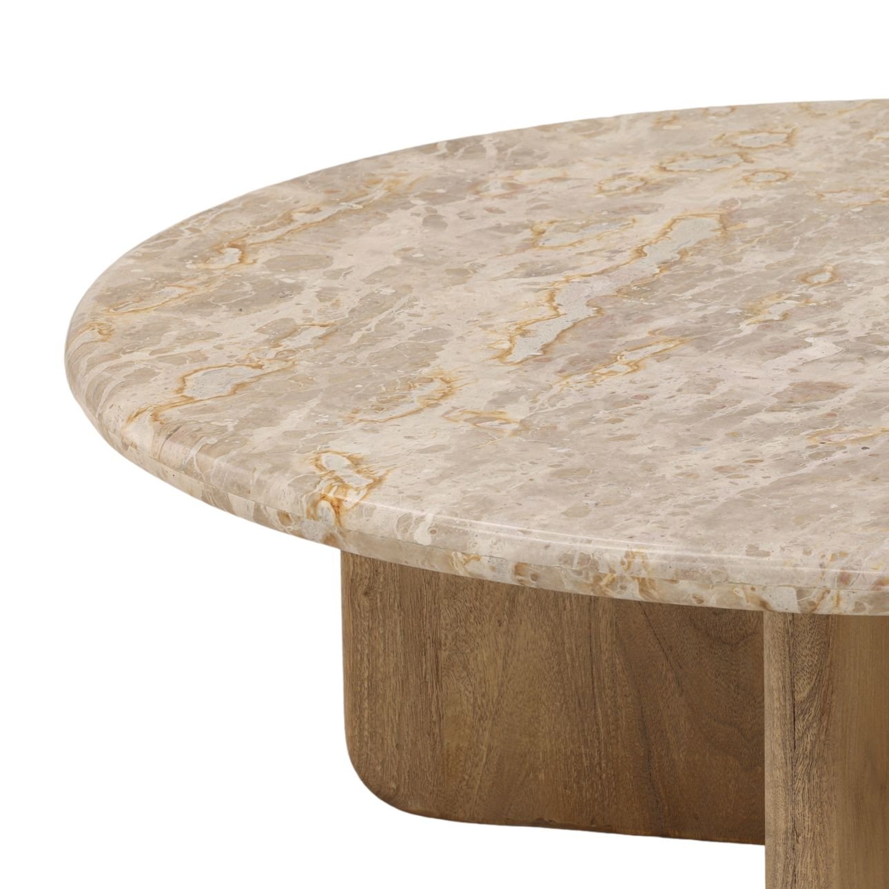 Layna coffee table close-up on natural marble veining