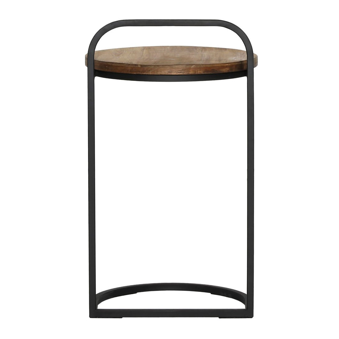 Leigh end table close-up on teak wood top