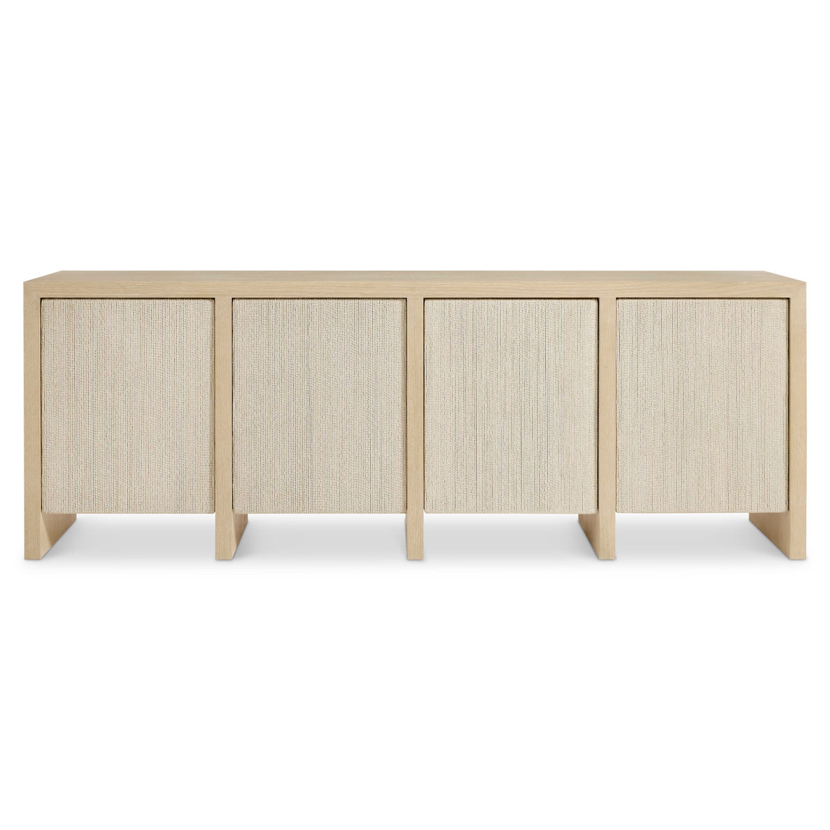 Bernhardt Living Asana Entertainment Credenza in Tan, angled three-quarter view
