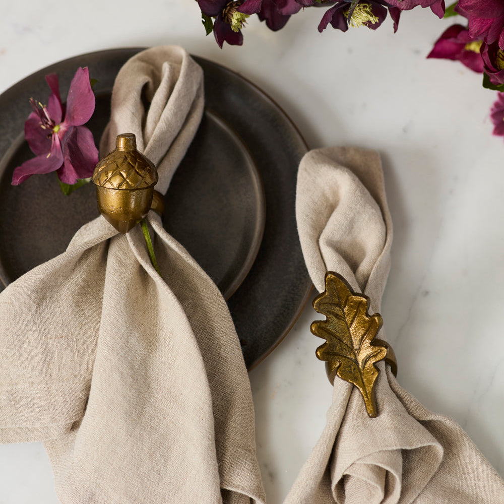 English Oak Leaf Napkin Ring Set of 6