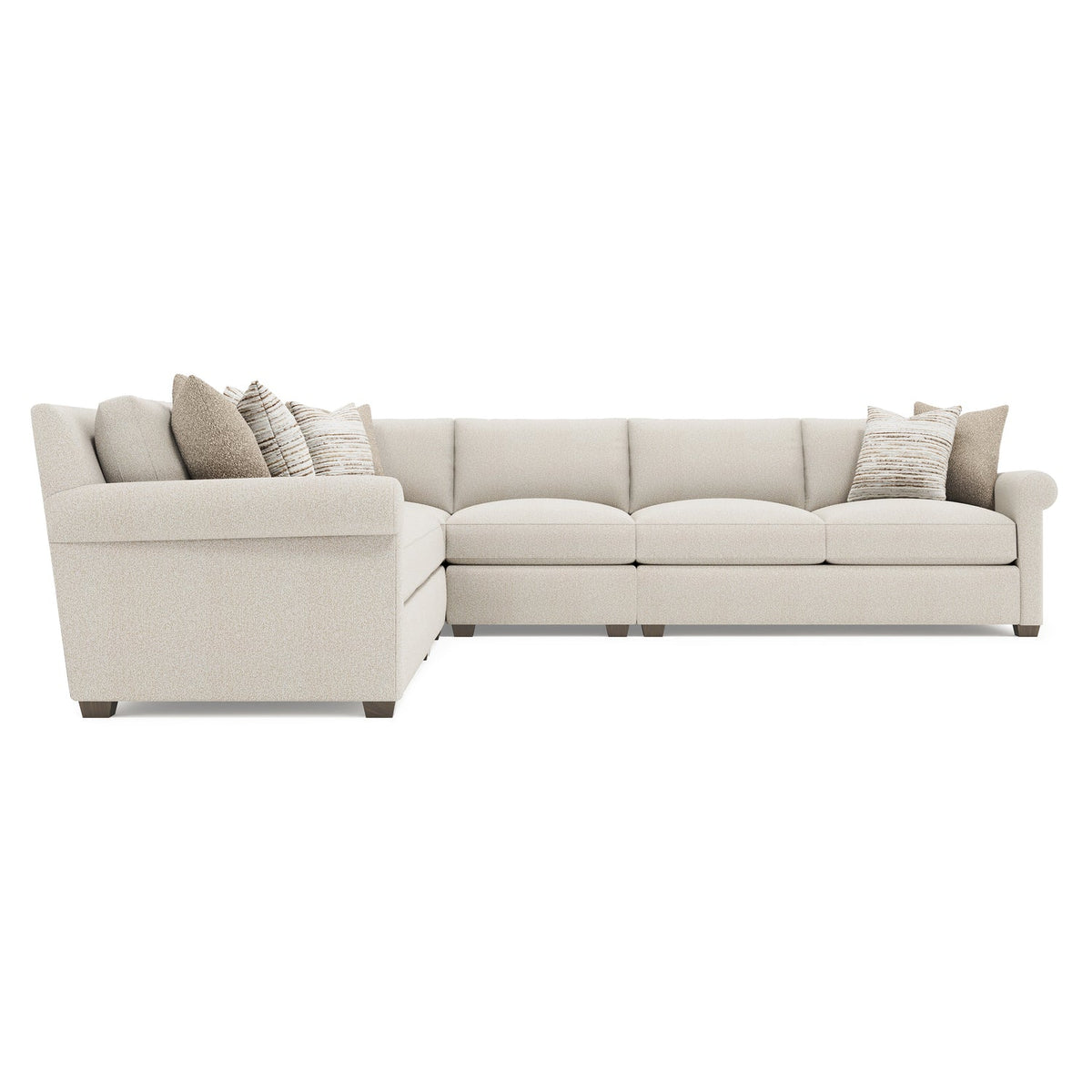 Bernhardt Living Barnes 5 Piece Fabric Sectional Sofa in Beige, side profile