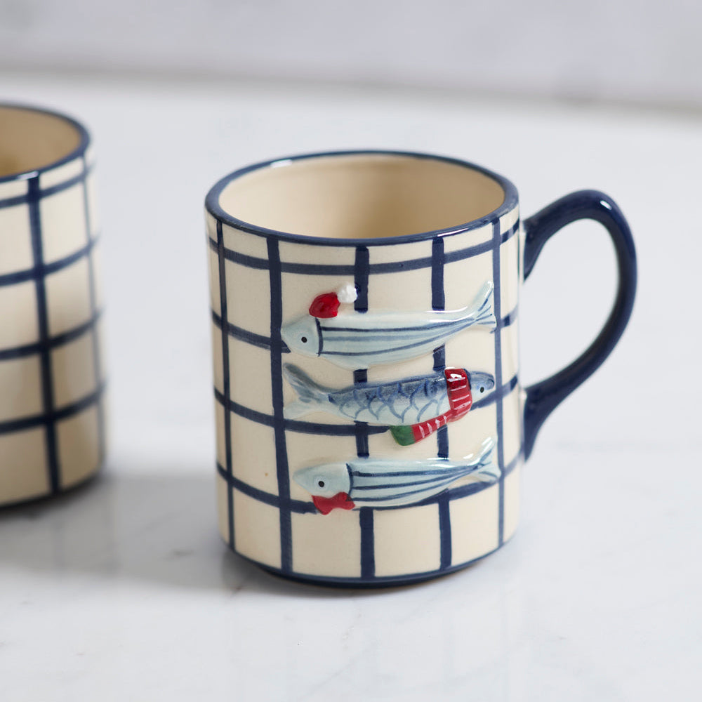 Festive Fish Mug Set of 2