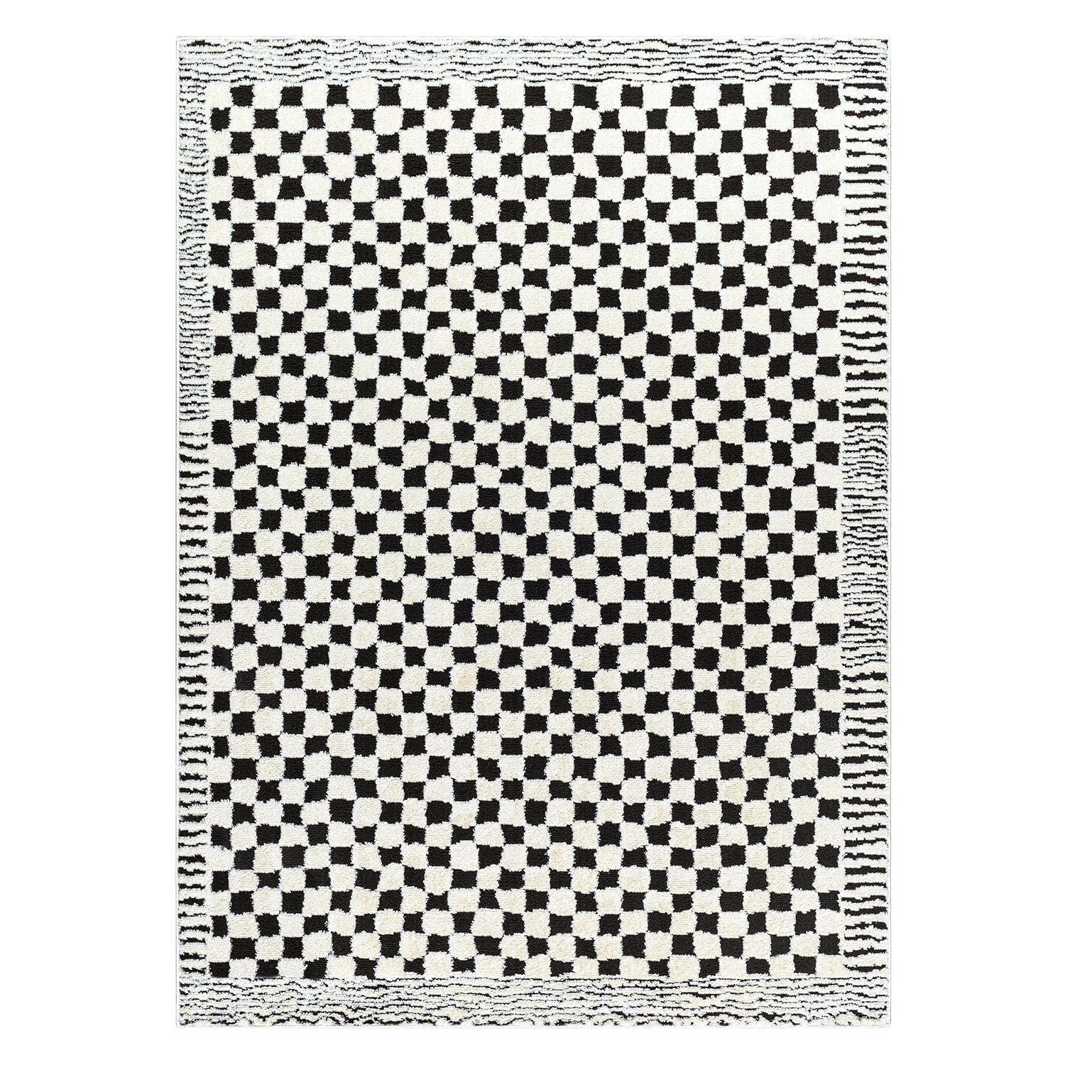 Livabliss Freud Checker Border Machine Woven Rug