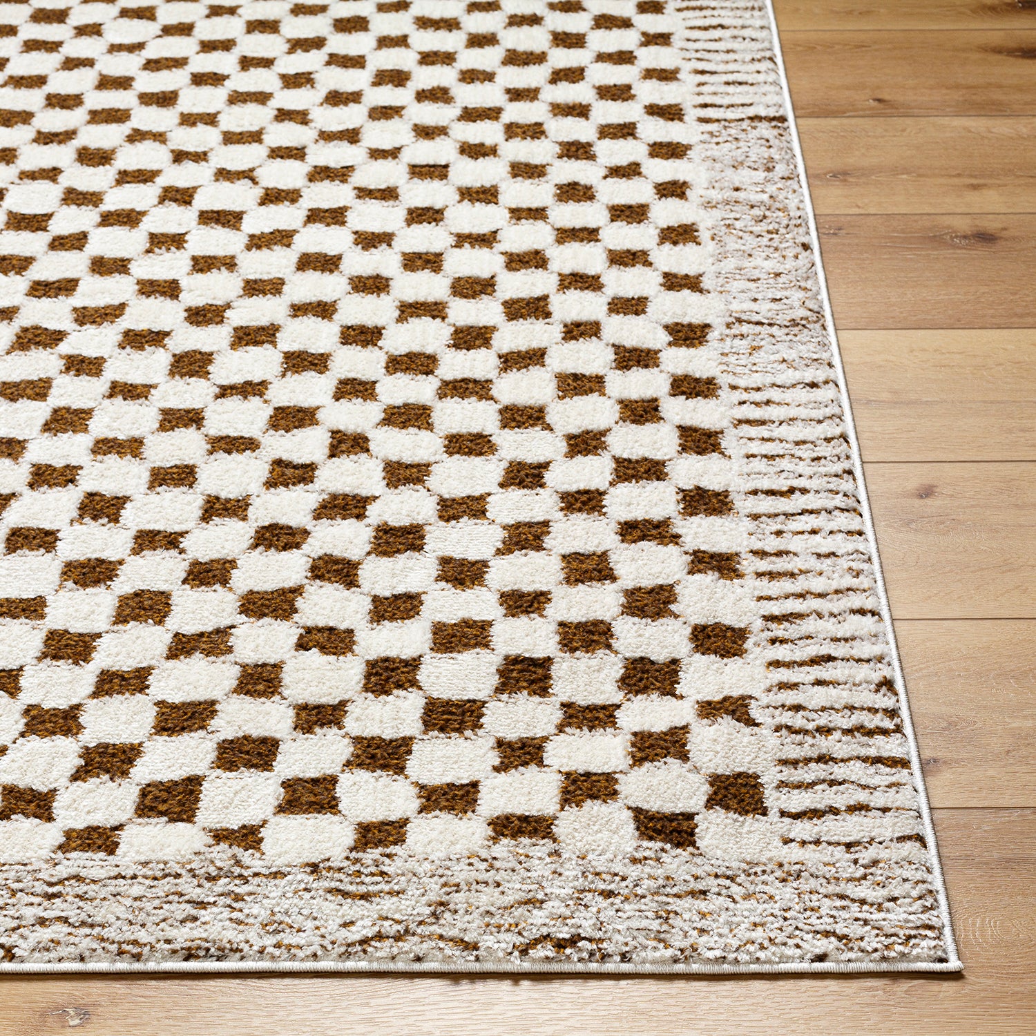 Livabliss Freud Checker Border Machine Woven Rug