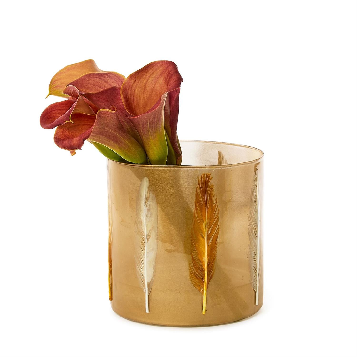 Feather Hurricane Candleholder Set of 3