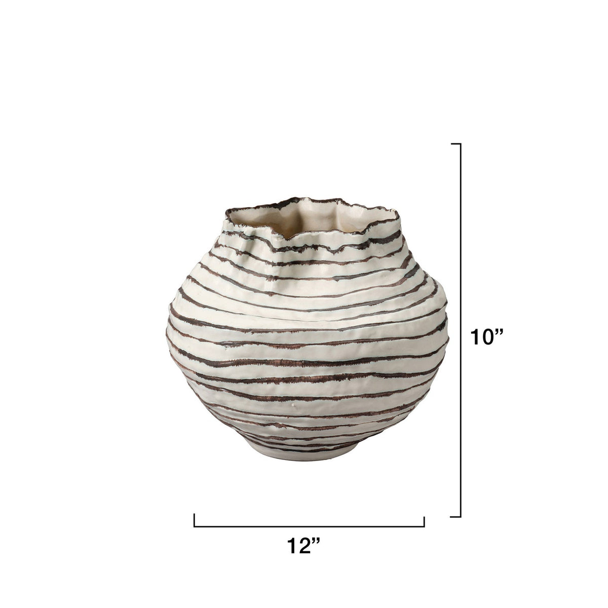 Jamie Young Curvature Brown Ceramic Vessel in Brown Ceramic, side profile view