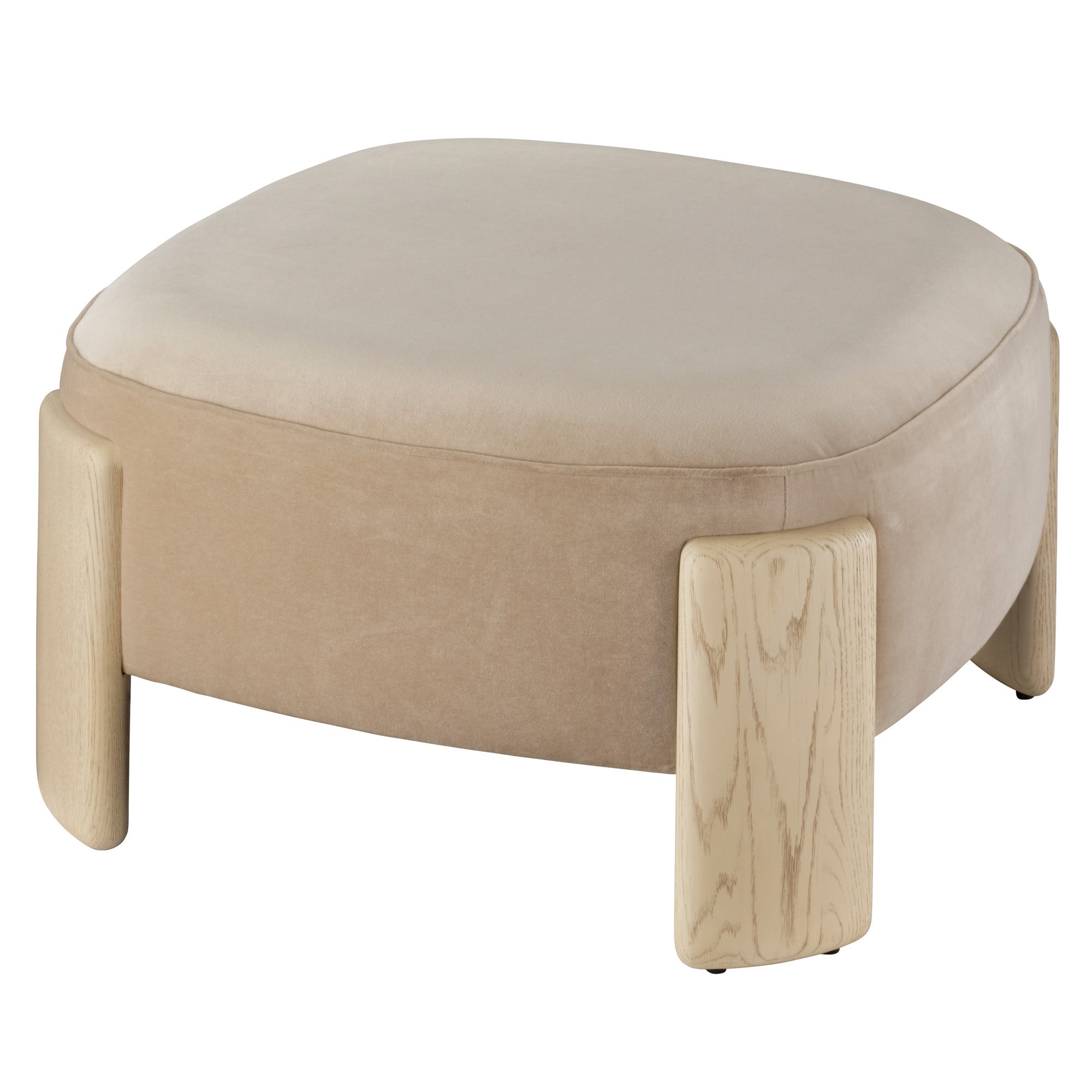 Jamie Young Tarte Earl Grey Velvet and Pale Oak Ottoman