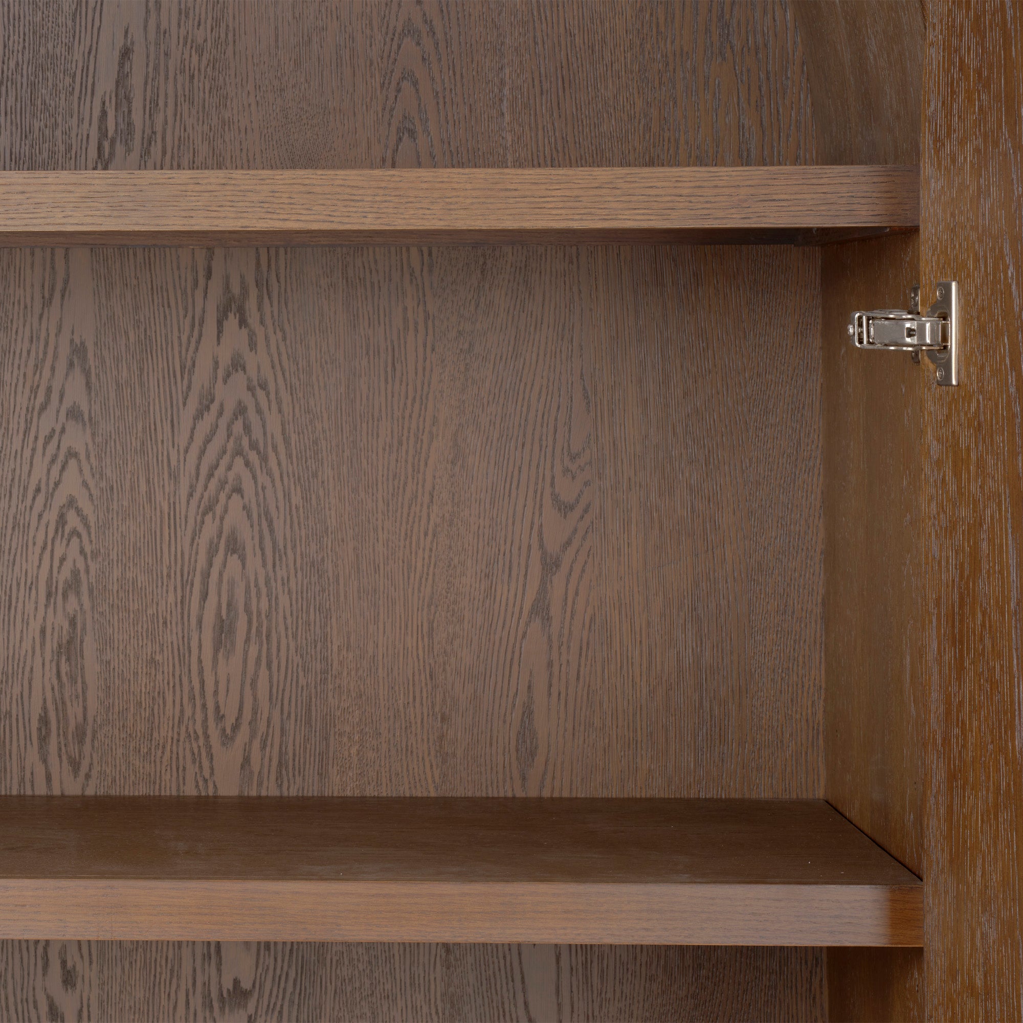 Jamie Young Finley Brown Sugar Oak Fluted Arched Cabinet