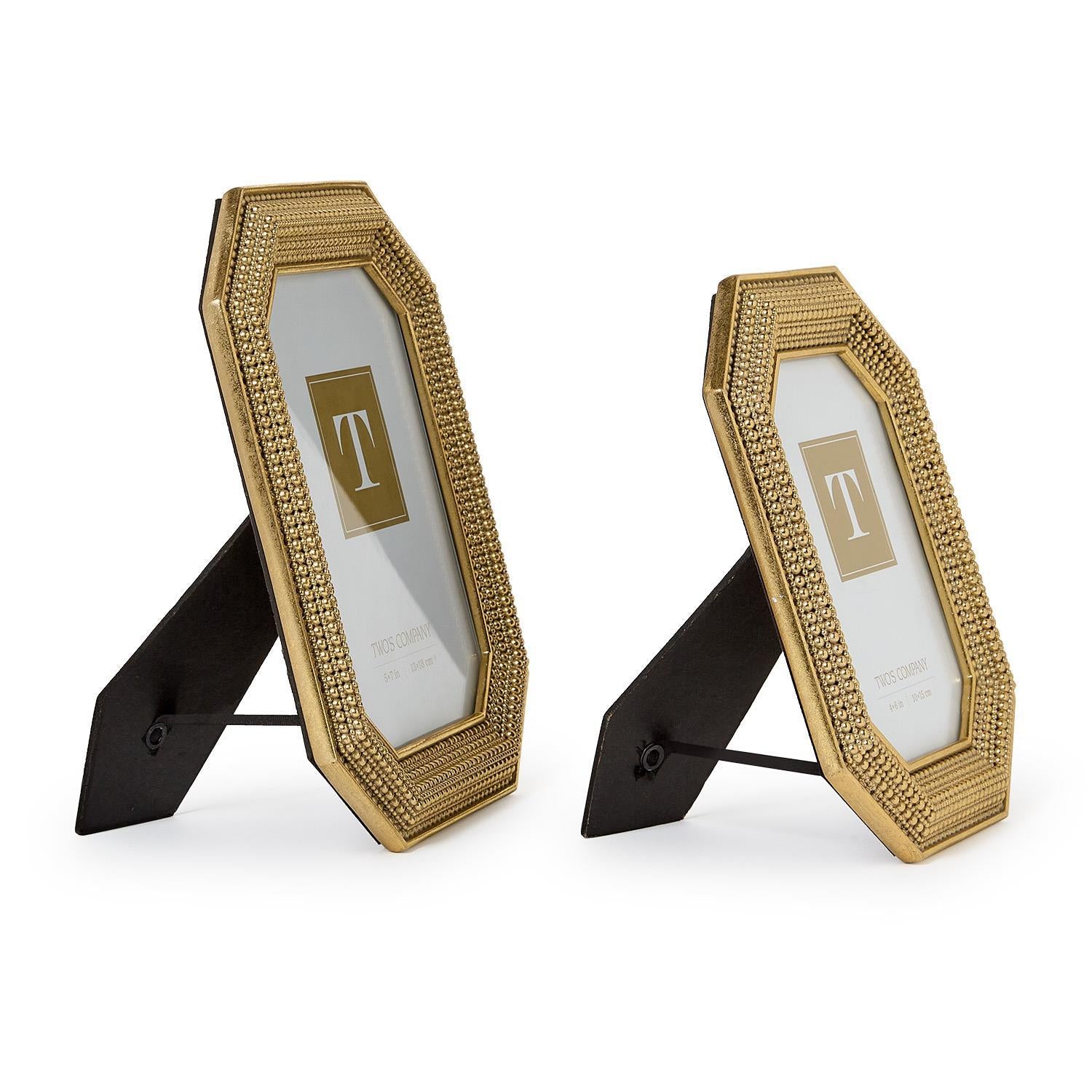 Gold Beaded Photo Frame Set of 2